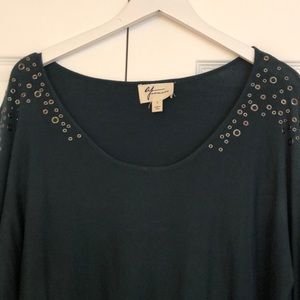 Andrea Jovine Dark Green Dress Top w/ Gold Detail